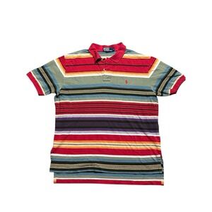 Vintage Polo Ralph Lauren Serape Blanket‎ Stripe Southwestern Style Polo Shirt L